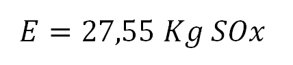 La emisión de SOx es de 27,55 Kg