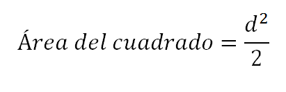 Ecuación del área del cuadrado a partir de la diagonal