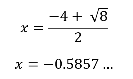 Primera solución x= -0.5857