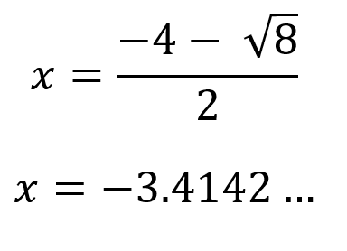 Segunda solución del valor de x=3.4142