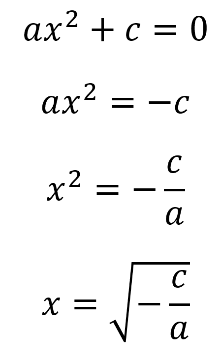 Despeje de x en ecuación incompleta sin coeficiente lineal.