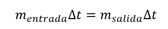 Masa de entrada por diferencial de tiempo es igual a la masa de salida por diferencial de tiempo.