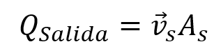 Caudal de salida es igual a la velocidad de salida por área de salida