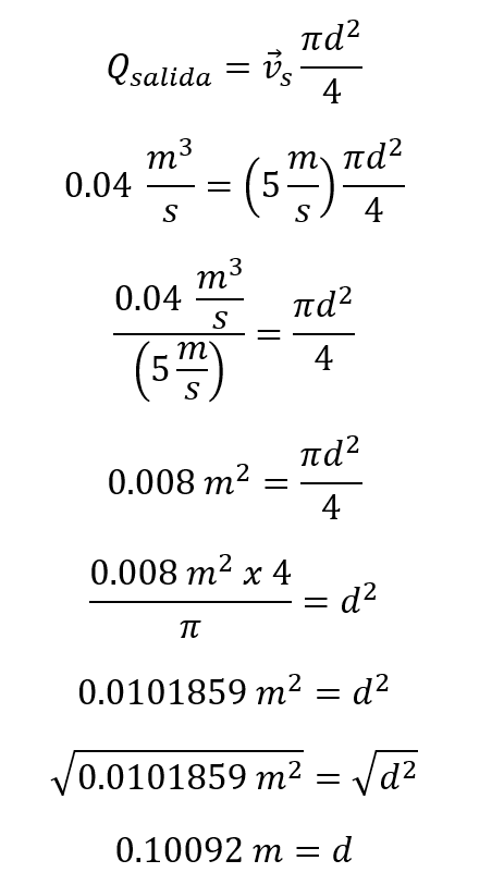 El diámetro de la tubería es 0.10092 m