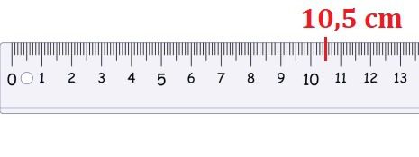 Regla midiendo 10,5 cm