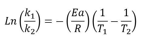 Ecuación de Arrhenius para dos temperaturas